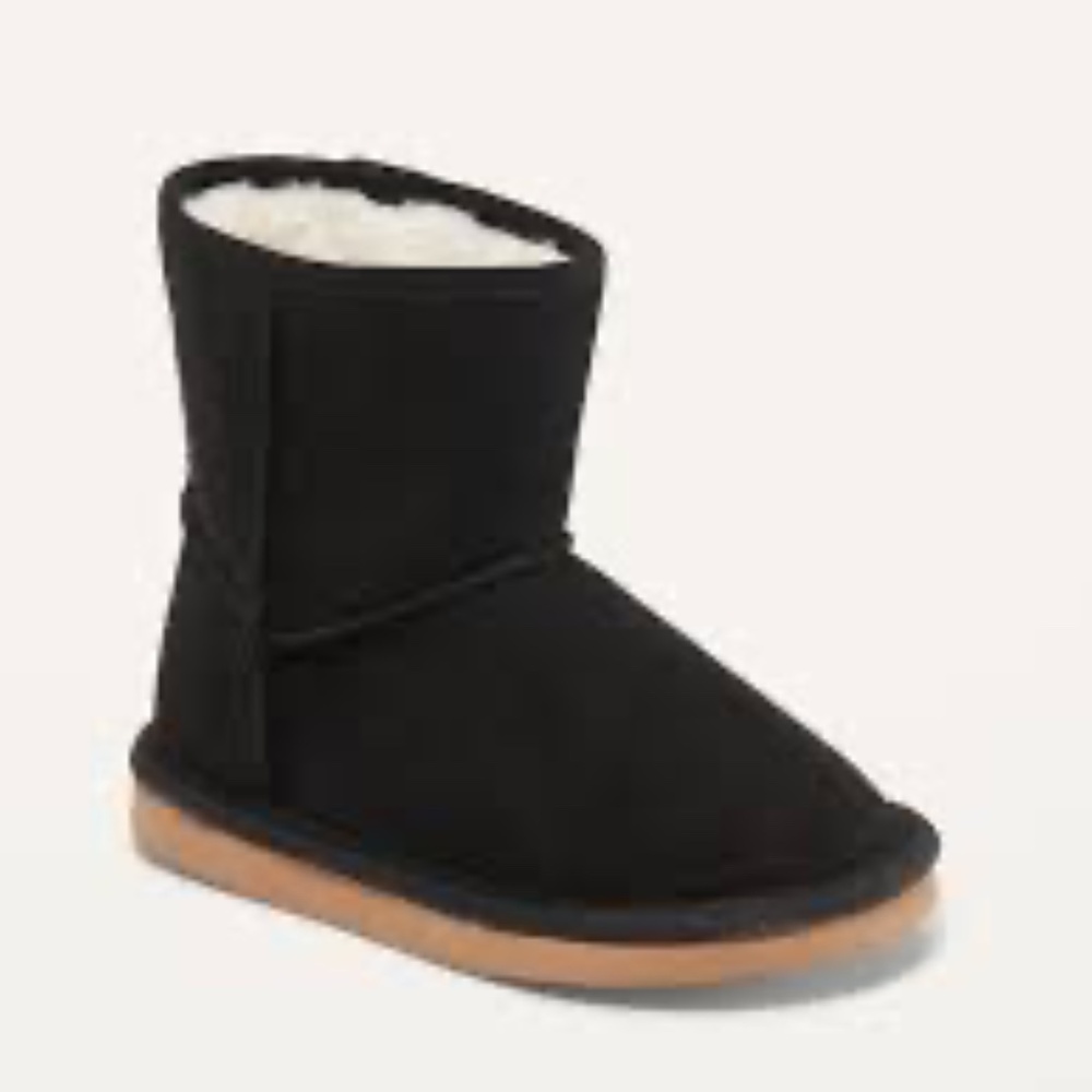 OLD NAVY Black Faux-Suede Sherpa-Lined Ankle Boots for Toddler Girls 9T